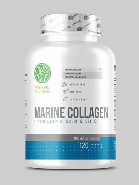 Nature Foods Marine collagen + Hyaluronic acid & Vit C 120 капсул