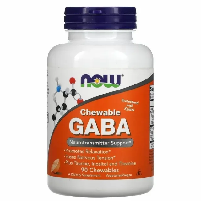 ГАМК GABA 250 mg NOW, 90 жнв.табл 90 жев. табл