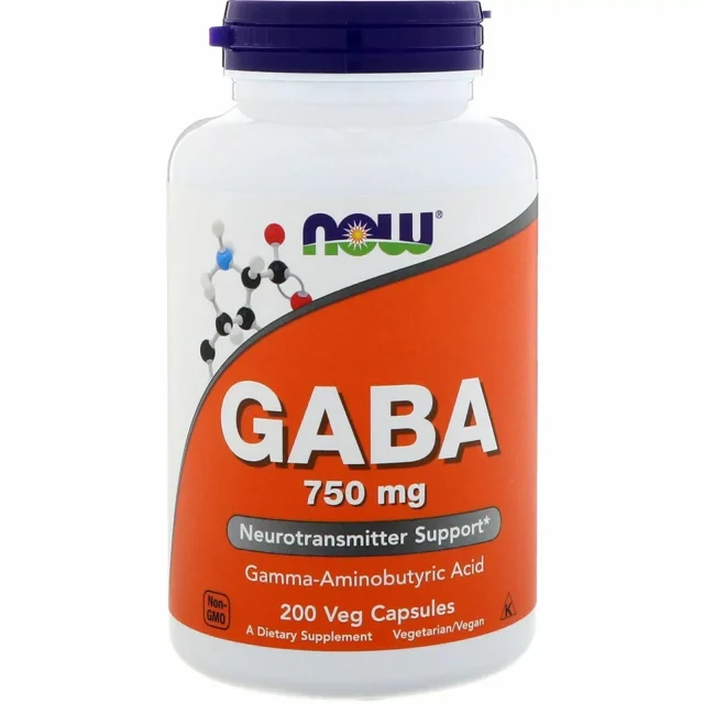 ГАМК GABA 750 mg NOW, 200 веган.капс. 200 капс