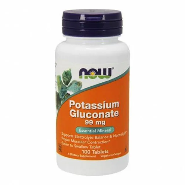 Калий Potassium Gluconate 99 мг NOW Foods, 100 таб. 100 табл