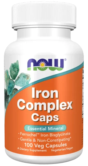 Железо IRON COMPLEX GLYCINATE NOW, 100 капсул 100 капс